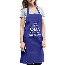 Lade das Bild in den Galerie-Viewer, Kochschürze für Frauen - bei OMA schmeckt&#39;s am besten! - Royalblau
