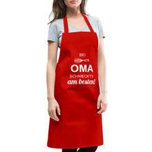 Lade das Bild in den Galerie-Viewer, Kochschürze für Frauen - bei OMA schmeckt&#39;s am besten! - Rot
