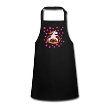 Lade das Bild in den Galerie-Viewer, Kinderschürze mit Einhorn und Donut - Schwarz