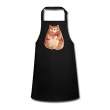 Lade das Bild in den Galerie-Viewer, Kinderschürze mit Bär und Herz - Schwarz