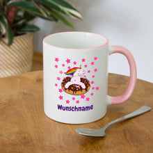 Lade das Bild in den Galerie-Viewer, Tasse mit Einhorn und Donut - Weiß/Pink