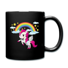 Lade das Bild in den Galerie-Viewer, Einhorn Tasse mit Regenbogen - Schwarz