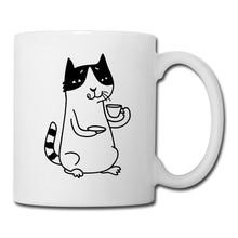 Lade das Bild in den Galerie-Viewer, Tasse mit Katze und Kaffee - Weiß
