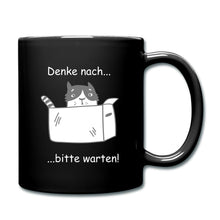 Lade das Bild in den Galerie-Viewer, Tasse mit nachdenklicher Katze - Schwarz