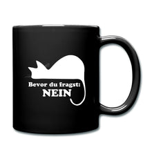 Lade das Bild in den Galerie-Viewer, Tasse mit Katze und Spruch - Schwarz