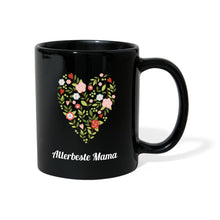 Lade das Bild in den Galerie-Viewer, Allerbeste Mama - Tasse mit Herz aus Blumen - Schwarz