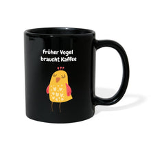 Lade das Bild in den Galerie-Viewer, Tasse schwarz - Früher Vogel braucht Kaffee - Schwarz