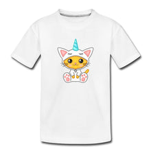 Lade das Bild in den Galerie-Viewer, Kinder T-Shirt - Katze als Einhorn verkleidet - Weiß