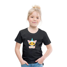 Lade das Bild in den Galerie-Viewer, Kinder T-Shirt - Katze als Einhorn verkleidet - Schwarz