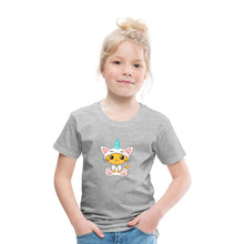 Lade das Bild in den Galerie-Viewer, Kinder T-Shirt - Katze als Einhorn verkleidet - Grau meliert