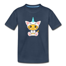 Lade das Bild in den Galerie-Viewer, Kinder T-Shirt - Katze als Einhorn verkleidet - Navy