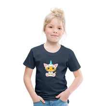 Lade das Bild in den Galerie-Viewer, Kinder T-Shirt - Katze als Einhorn verkleidet - Navy