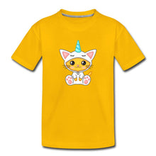 Lade das Bild in den Galerie-Viewer, Kinder T-Shirt - Katze als Einhorn verkleidet - Sonnengelb
