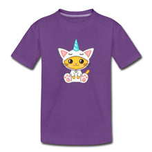 Lade das Bild in den Galerie-Viewer, Kinder T-Shirt - Katze als Einhorn verkleidet - Lila