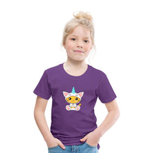 Lade das Bild in den Galerie-Viewer, Kinder T-Shirt - Katze als Einhorn verkleidet - Lila