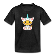 Lade das Bild in den Galerie-Viewer, Kinder T-Shirt - Katze als Einhorn verkleidet - Anthrazit