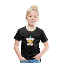 Lade das Bild in den Galerie-Viewer, Kinder T-Shirt - Katze als Einhorn verkleidet - Anthrazit