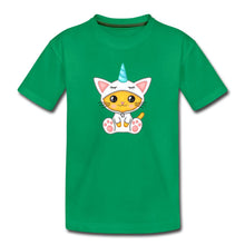 Lade das Bild in den Galerie-Viewer, Kinder T-Shirt - Katze als Einhorn verkleidet - Kelly Green