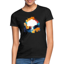 Lade das Bild in den Galerie-Viewer, Frauen T-Shirt - Bunter Baum - Schwarz