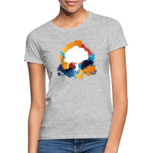 Lade das Bild in den Galerie-Viewer, Frauen T-Shirt - Bunter Baum - Grau meliert