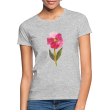 Lade das Bild in den Galerie-Viewer, Frauen T-Shirt - blühende Blume - Grau meliert