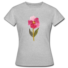 Lade das Bild in den Galerie-Viewer, Frauen T-Shirt - blühende Blume - Grau meliert