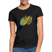 Lade das Bild in den Galerie-Viewer, Frauen T-Shirt - Blätter - Schwarz