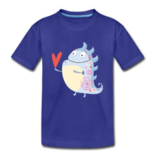 Lade das Bild in den Galerie-Viewer, Kinder T-Shirt - kleines Monster mit Herz - Königsblau
