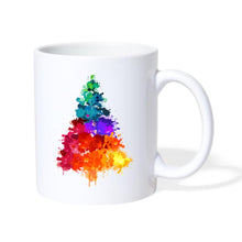 Lade das Bild in den Galerie-Viewer, Weihnachtstasse - bunter Tannenbaum - Weiß