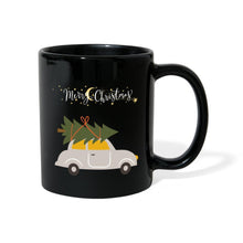 Lade das Bild in den Galerie-Viewer, Weihnachtstasse - Merry Christmas mit Auto und Weihnachtsbaum - Schwarz