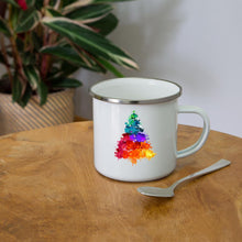 Lade das Bild in den Galerie-Viewer, Emaille-Tasse - Bunter Baum - Weiß
