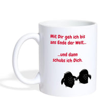 Lade das Bild in den Galerie-Viewer, Tasse mit Pinguinen - Mit Dir geh ich ans Ende der Welt und dann - white