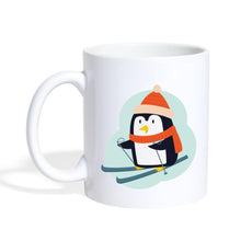 Lade das Bild in den Galerie-Viewer, Tasse - Pinguin mit Skiern, Mütze und Schal - white