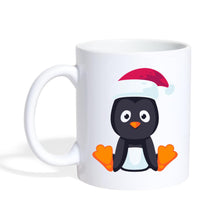 Lade das Bild in den Galerie-Viewer, Tasse mit Pinguin und Weihnachtsmütze - white