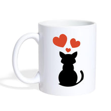 Lade das Bild in den Galerie-Viewer, Katzentasse - Silhouette mit Herzen - white
