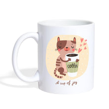 Lade das Bild in den Galerie-Viewer, Katzentasse - Katze mit Kaffee und Herzen - white