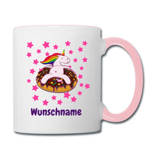 Lade das Bild in den Galerie-Viewer, Tasse mit Einhorn und Donut - Weiß/Pink