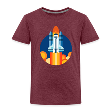 Lade das Bild in den Galerie-Viewer, Kinder Premium T-Shirt - Space Shuttle startet - Bordeauxrot meliert
