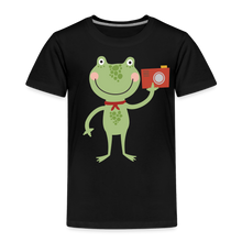 Lade das Bild in den Galerie-Viewer, Kinder Premium T-Shirt - Frosch mit Kamera - Schwarz
