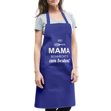 Lade das Bild in den Galerie-Viewer, Kochschürze für Damen - bei MAMA schmeckt&#39;s am besten! - Royalblau
