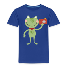 Lade das Bild in den Galerie-Viewer, Kinder Premium T-Shirt - Frosch mit Kamera - Königsblau
