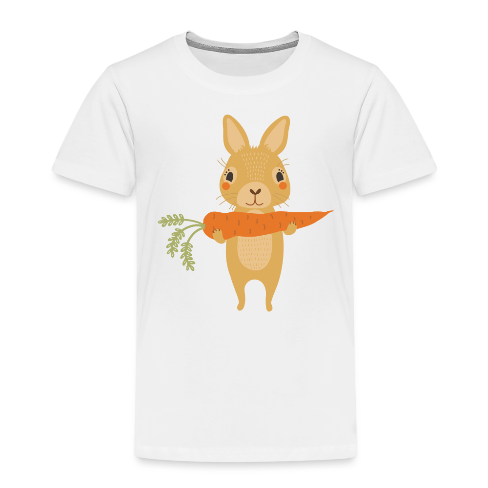 Kinder Premium T-Shirt - Hase mit Möhre - Weiß