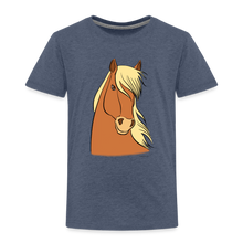 Lade das Bild in den Galerie-Viewer, Kinder Premium T-Shirt mit Pferdekopf - Blau meliert
