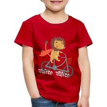 Lade das Bild in den Galerie-Viewer, Kinder Premium T-Shirt - Löwe auf dem Fahrrad - Rot
