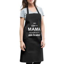 Lade das Bild in den Galerie-Viewer, Kochschürze für Damen - bei MAMA schmeckt&#39;s am besten! - Schwarz
