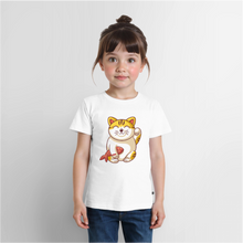 Lade das Bild in den Galerie-Viewer, Kinder Premium T-Shirt - Katze mit Fisch - Weiß
