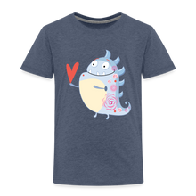 Lade das Bild in den Galerie-Viewer, Kinder Premium T-Shirt - kleines Monster mit Herz - Blau meliert
