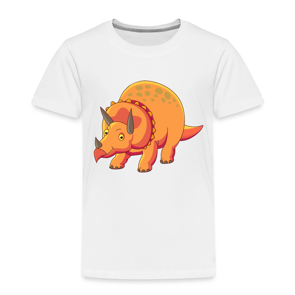 Kinder Premium T-Shirt - Dino Triceratops - Weiß