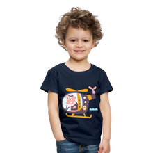 Lade das Bild in den Galerie-Viewer, Kinder Premium T-Shirt - Schwein im Hubschrauber - Navy
