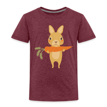Lade das Bild in den Galerie-Viewer, Kinder Premium T-Shirt - Hase mit Möhre - Bordeauxrot meliert
